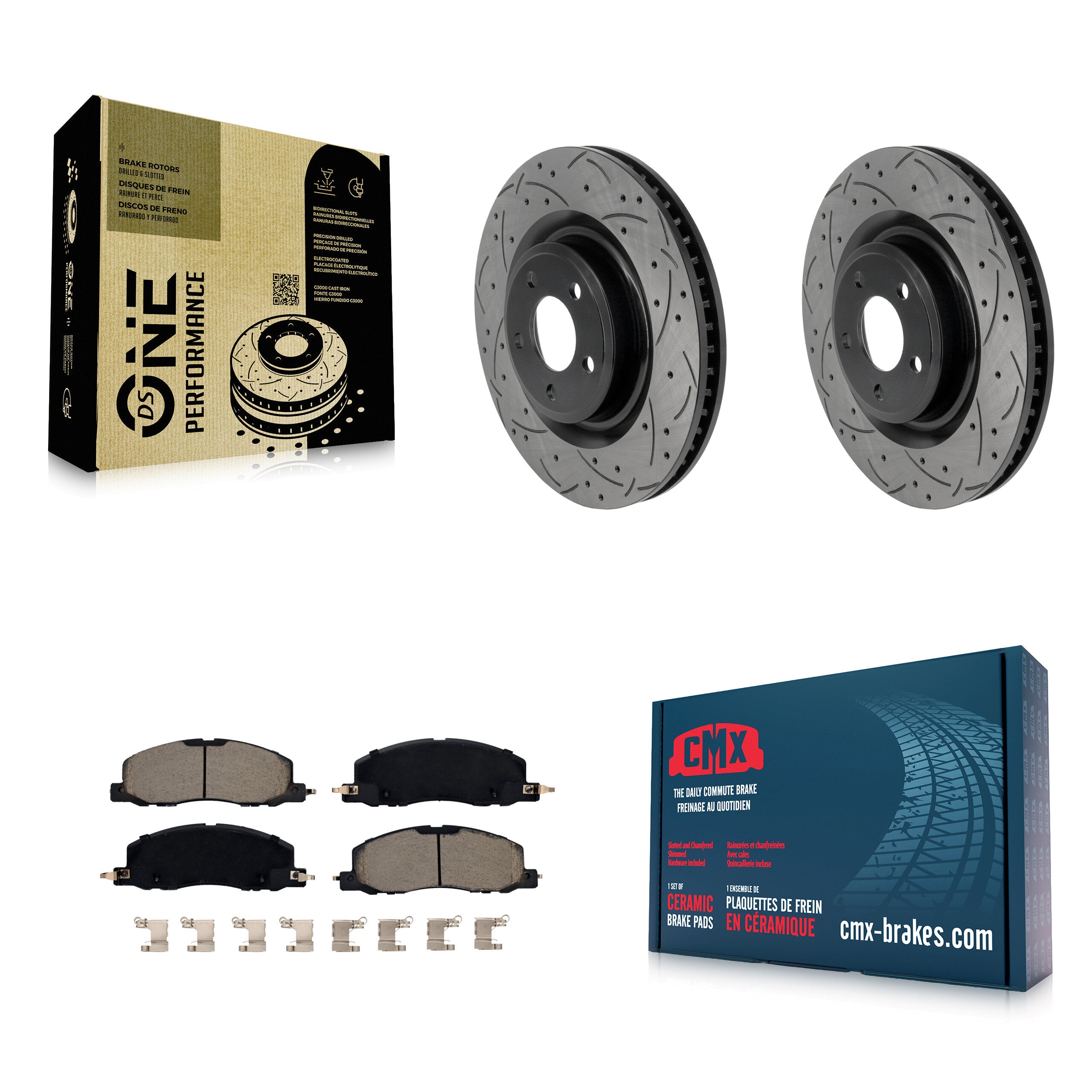 Front Coat Drill Slot Disc Brake Rotors Ceramic Pad Kit For Ford Explorer Lincoln Aviator KDC-101821