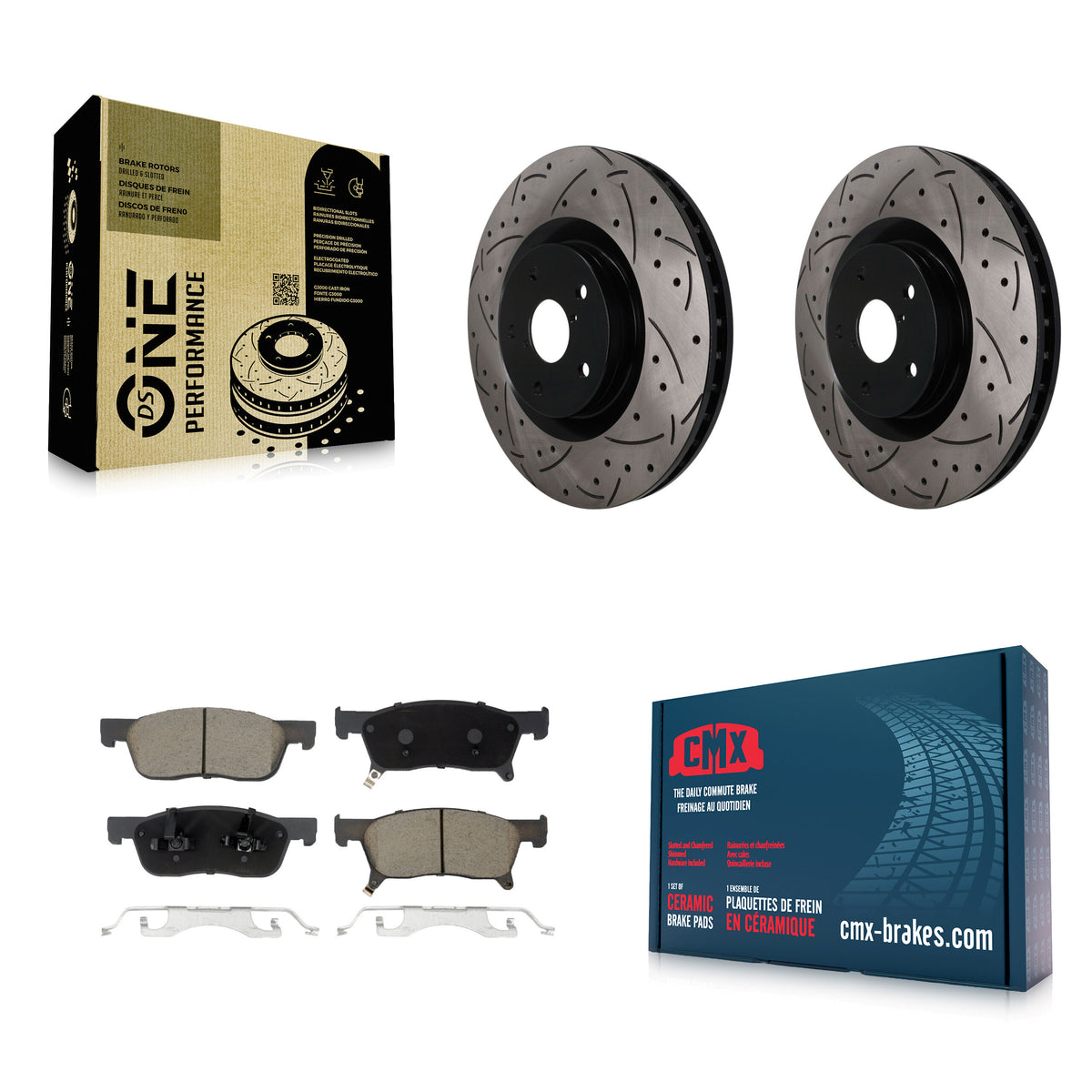Front Coated Drilled Slotted Disc Brake Rotor Ceramic Pad Kit For 2019-2024 Subaru Ascent KDC-101832