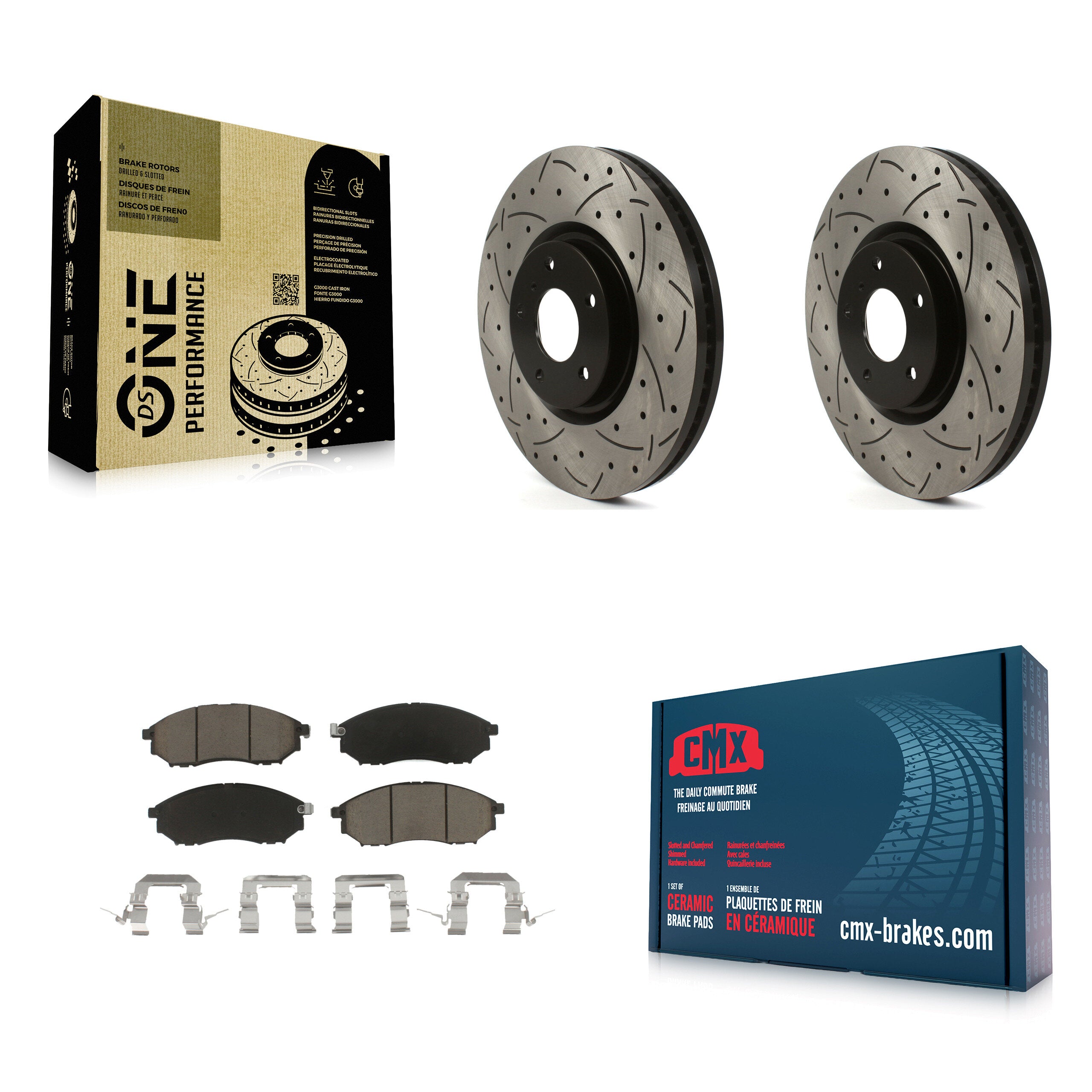 Front Drill Slot Brake Rotor Ceramic Pad Kit For 09-13 INFINITI G37 Without Brembo Brakes KDC-101836