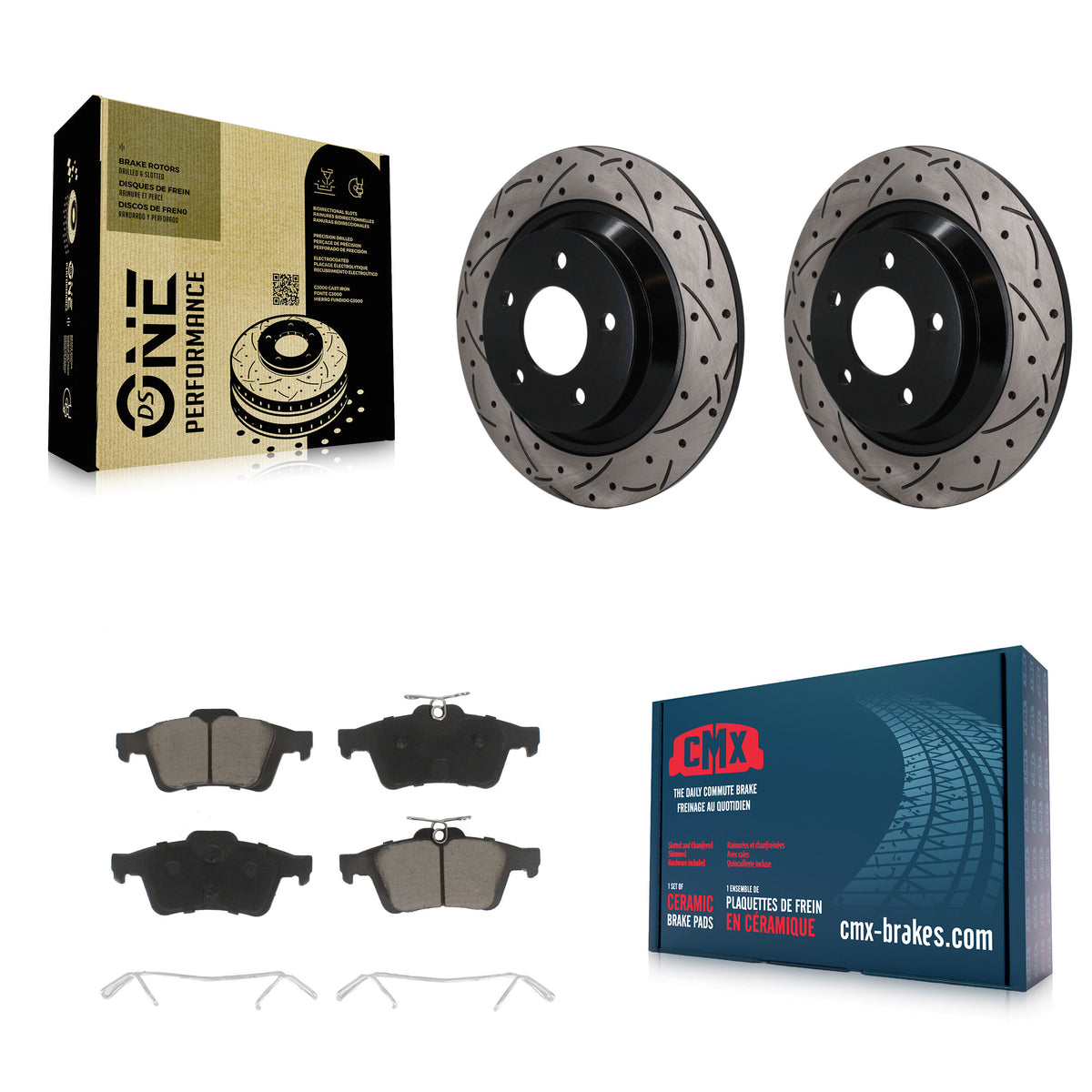 Rear Coated Drilled Slotted Disc Brake Rotors And Ceramic Pads Kit For Mazda 5 KDC-101839