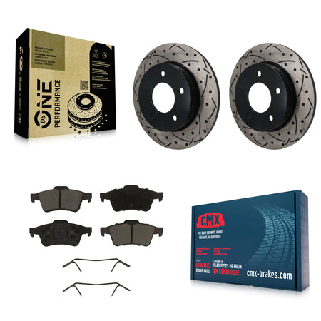 Rear Coated Drilled Slotted Disc Brake Rotor & Ceramic Pad Kit For 2004-2005 Mazda 3 2.0L KDC-101844