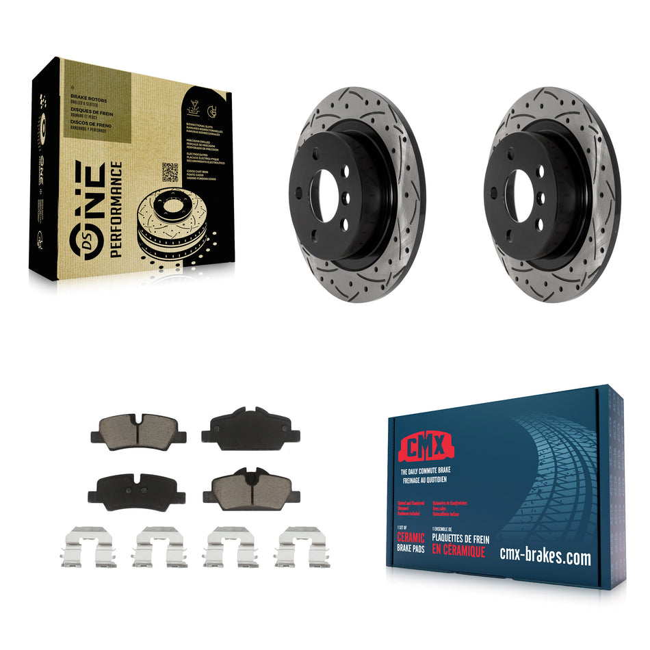 Rear Drilled Slot Brake Rotors Ceramic Pad Kit For Mini Cooper BATTERY EV (EV BEV) engine KDC-101846