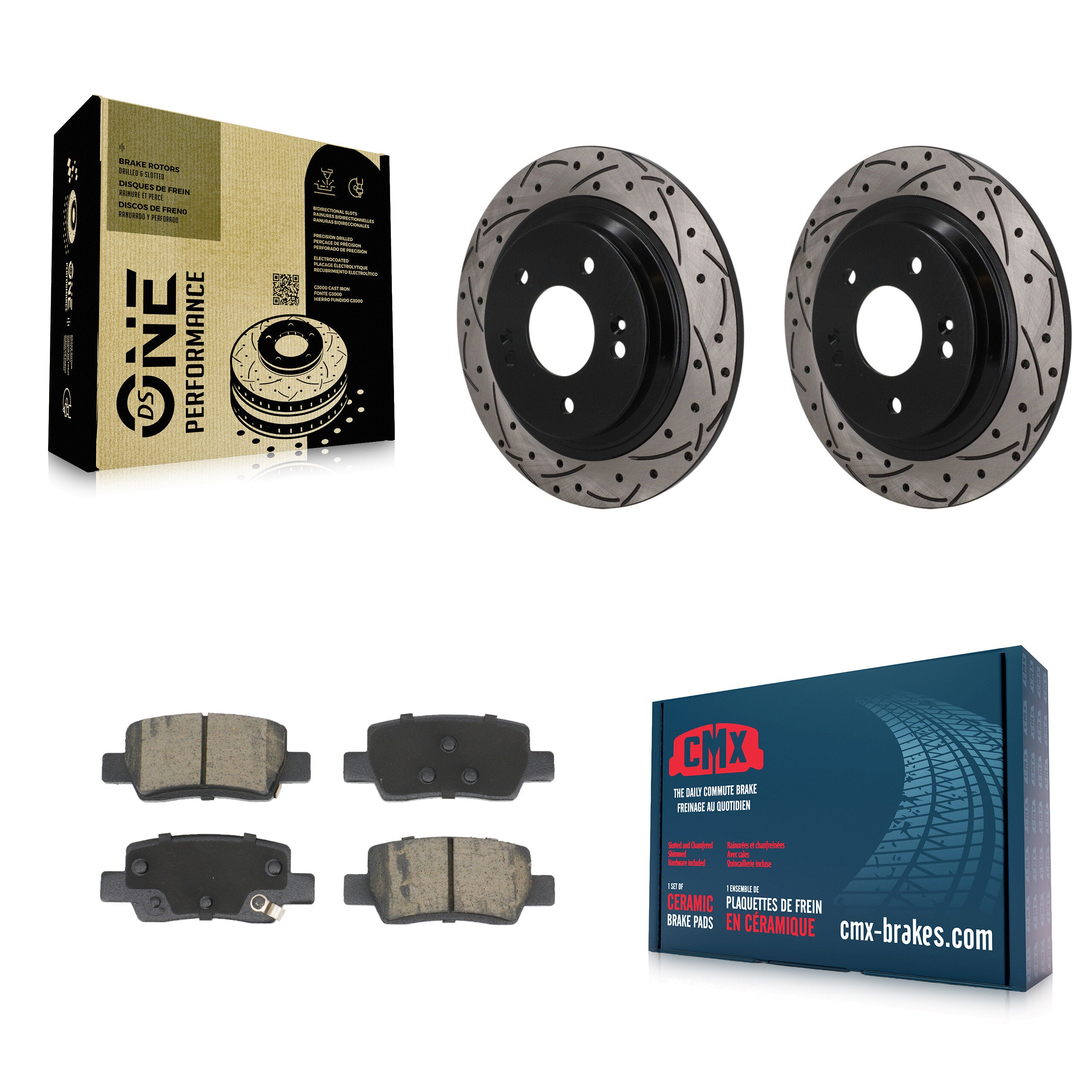 Rear Drilled Slot Brake Rotors Ceramic Pad Kit For Kia Seltos With Electric Parking KDC-101853