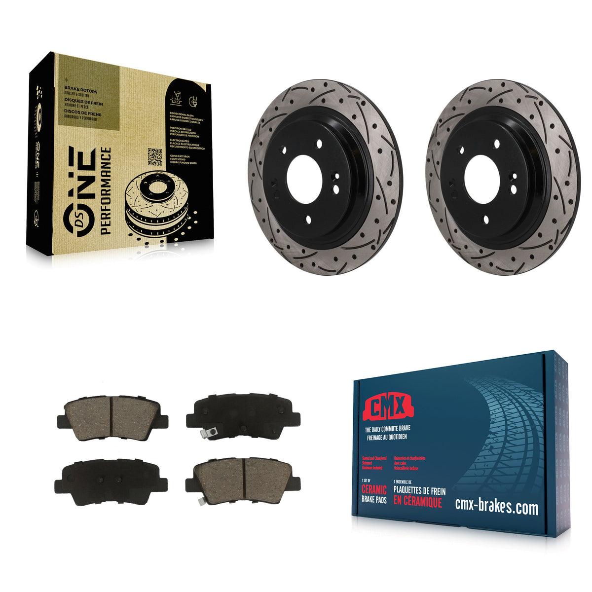 Rear Drill Slot Brake Rotors Ceramic Pad Kit For Hyundai Kona With Electric Parking KDC-101855