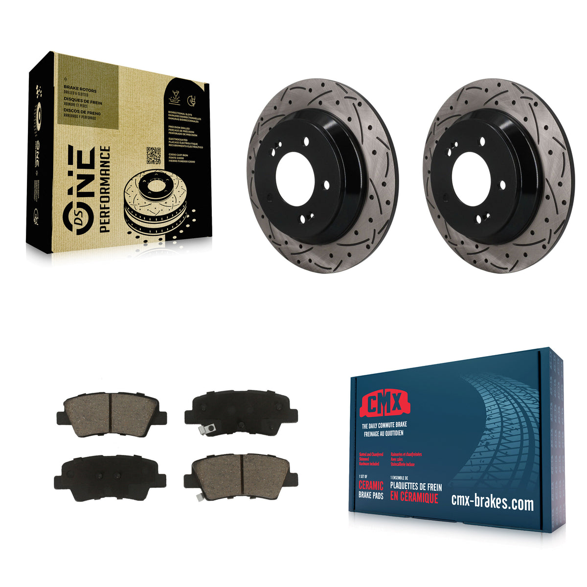 Rear Drill Slot Brake Rotors Ceramic Pad Kit For Hyundai Kona With Electric Parking KDC-101856