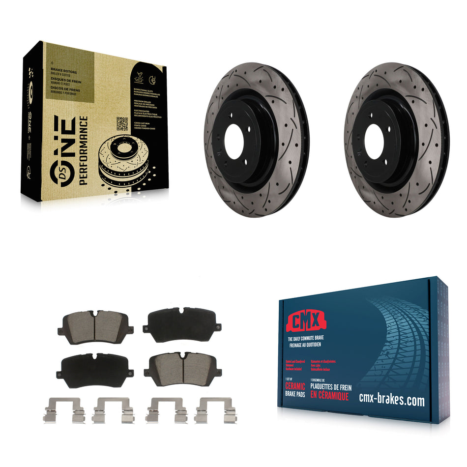 Rear Drilled Slot Disc Brake Rotor & Ceramic Pad Kit For Land Rover Range Sport Discovery KDC-101858