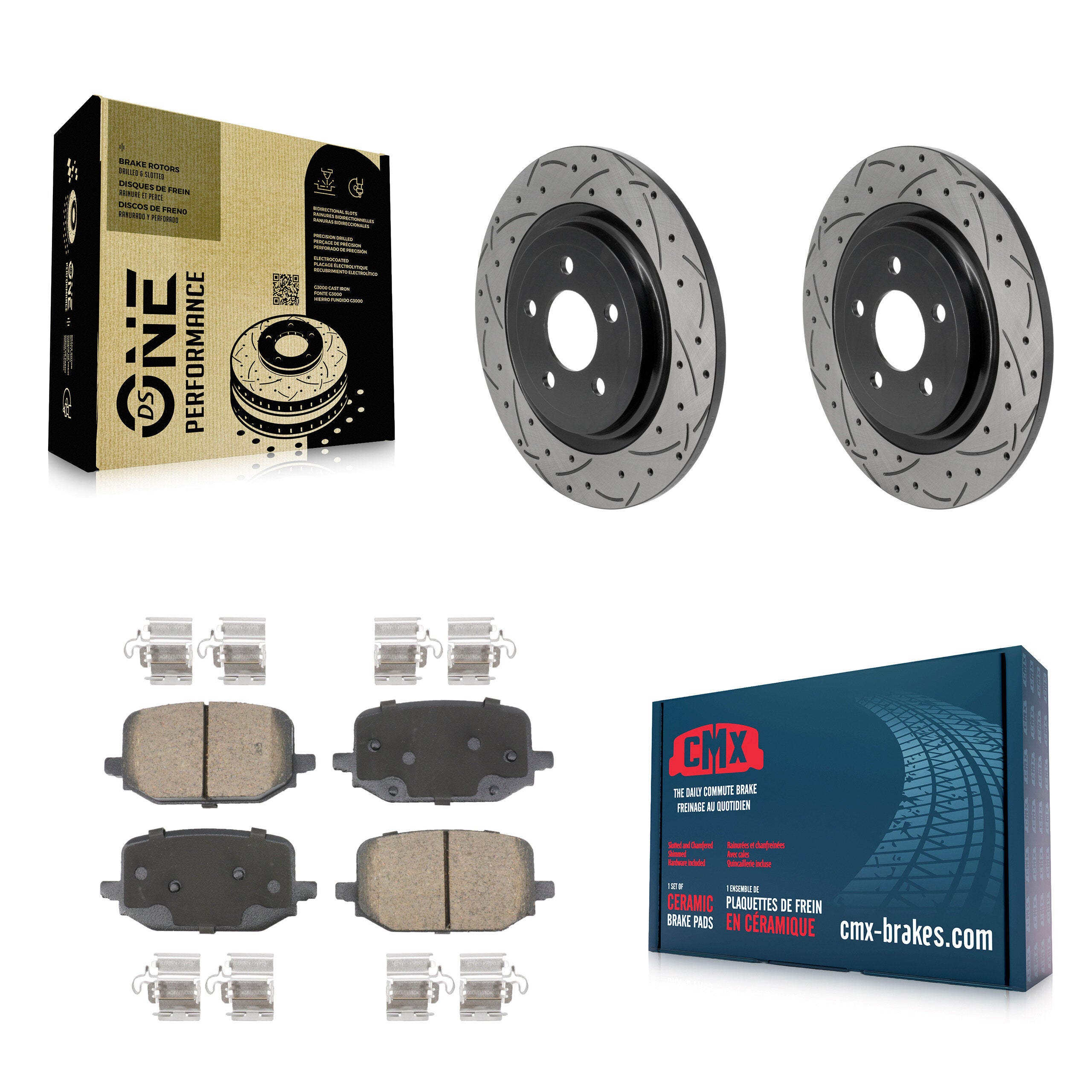 Rear Drilled Slot Disc Brake Rotors Ceramic Pad Kit For 2022-2024 Ford Explorer 3.0L/2.3L KDC-101863