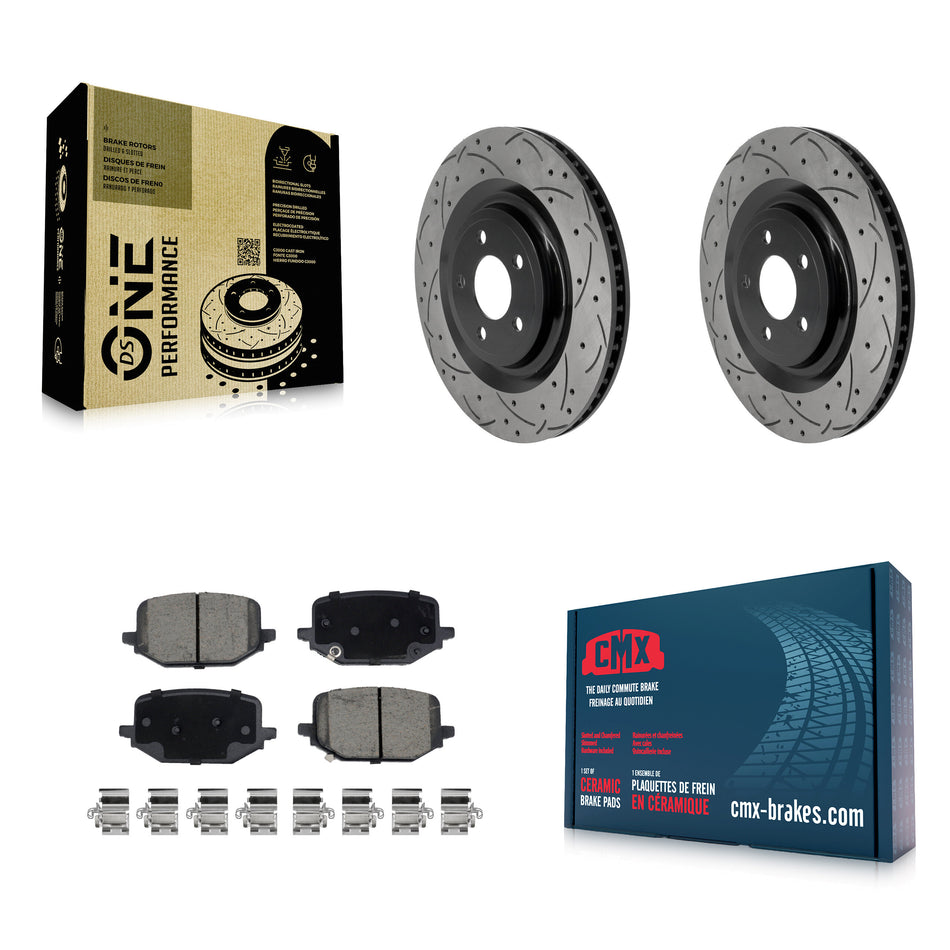 Rear Drill Slot Disc Brake Rotor Ceramic Pad Kit For Ford Explorer Lincoln Aviator Police KDC-101866