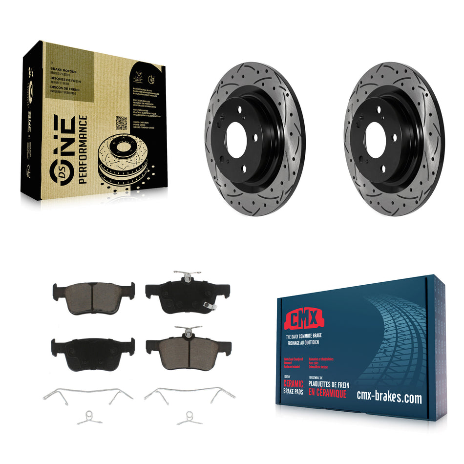 Rear Coated Drilled Slotted Disc Brake Rotors Ceramic Pad Kit For 2024 Acura Integra 1.5L KDC-101869