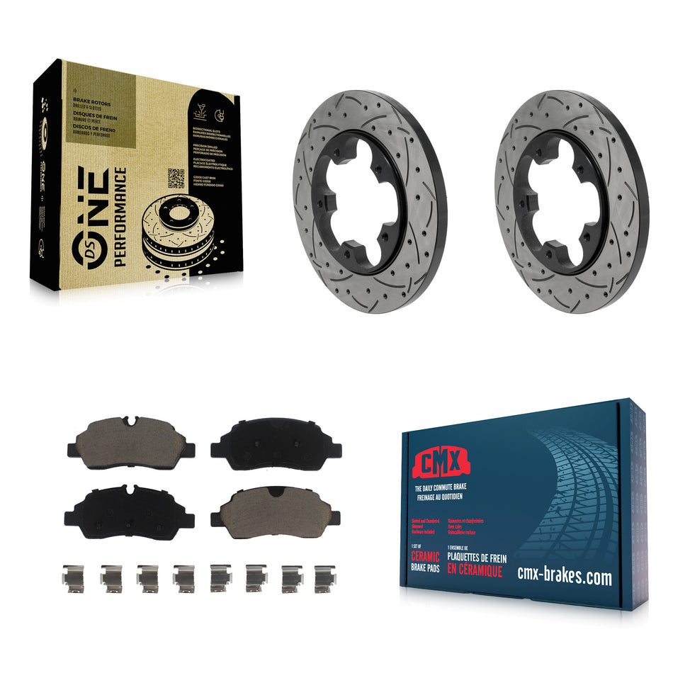 Rear Drill Slot Brake Rotors Ceramic Pad Kit For Ford Transit-250 Transit-150 Transit-350 KDC-101872