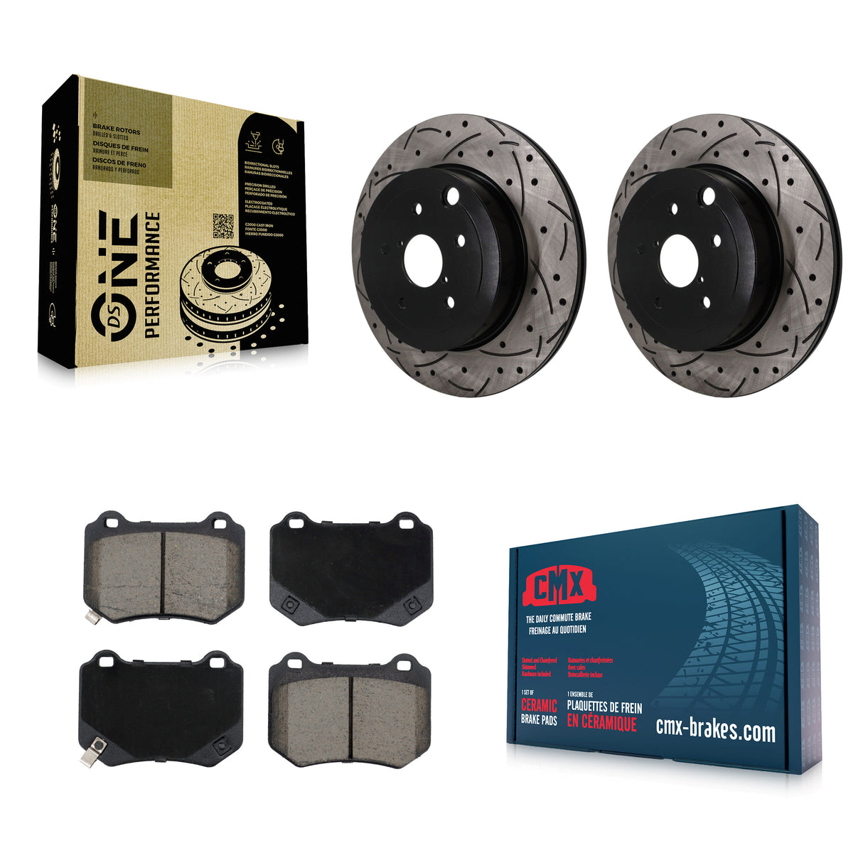 Rear Coated Drilled Slotted Disc Brake Rotor Ceramic Pad Kit For 2018-2021 Subaru WRX STI KDC-101875
