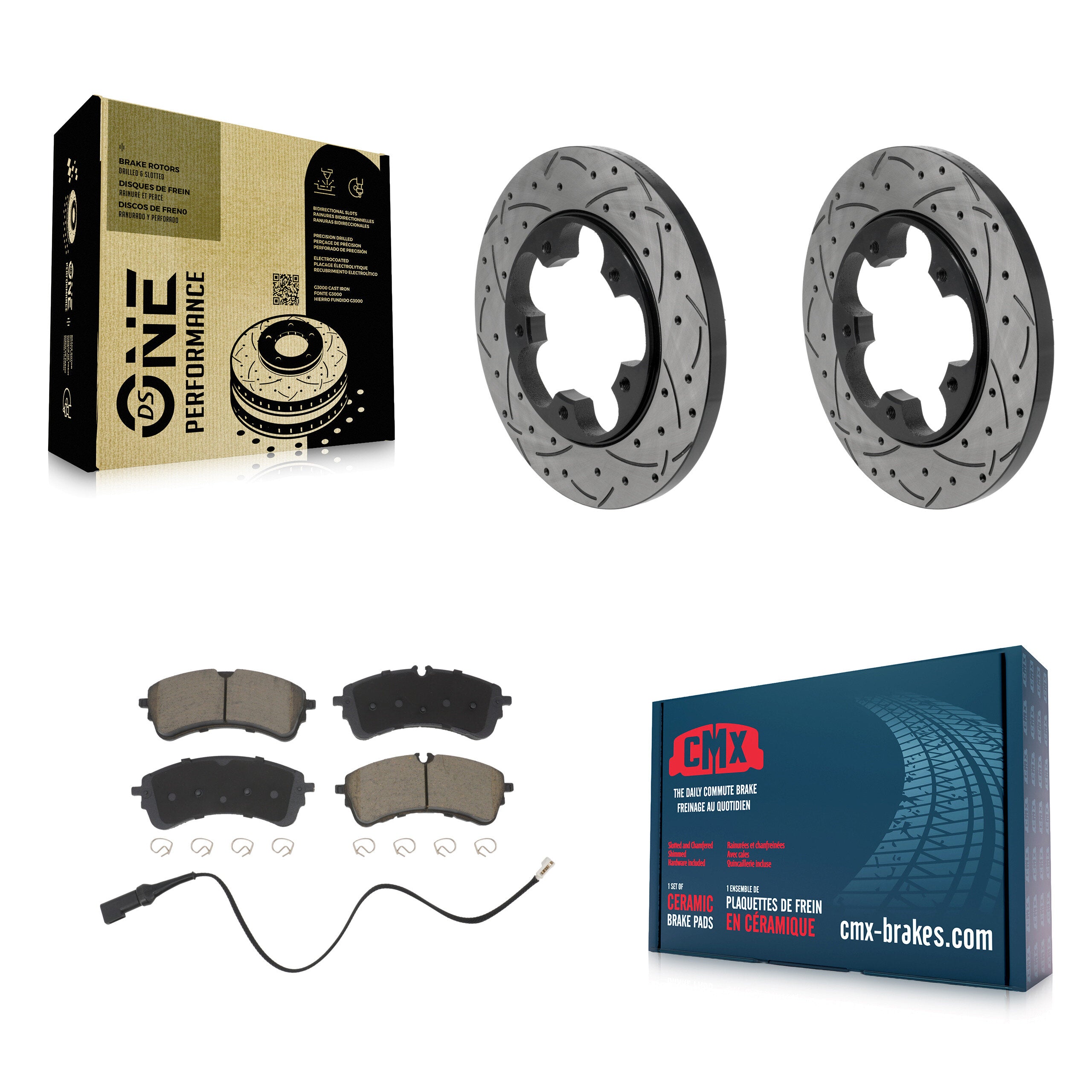 Rear Drill Slot Brake Rotors Ceramic Pad Kit For Ford Transit-250 Transit-150 Transit-350 KDC-101877