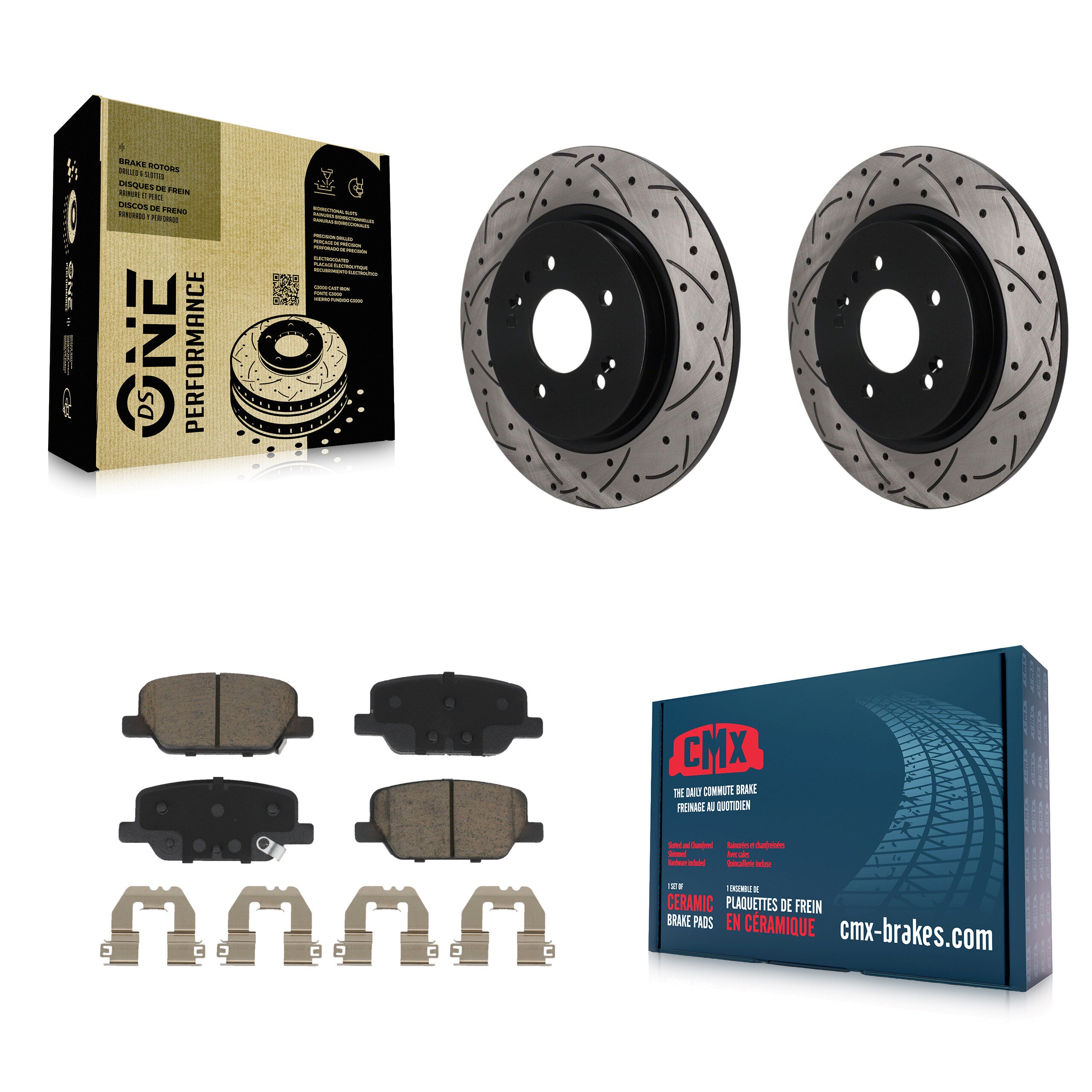 Rear Drilled Slot Brake Rotor Ceramic Pad Kit For Hyundai Palisade Santa Fe Kia Telluride KDC-101879