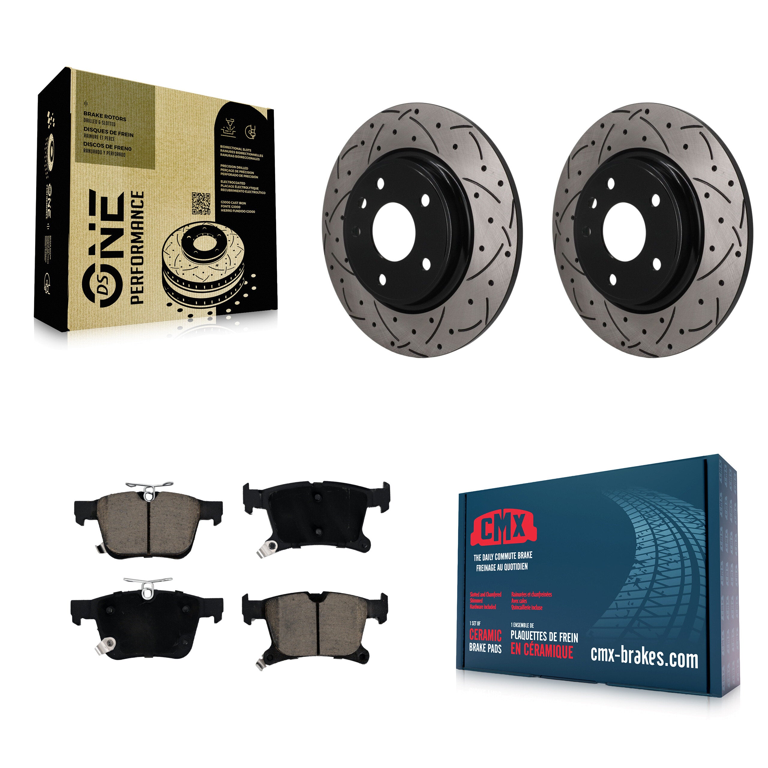 Rear Drilled Slot Brake Rotor Ceramic Pad Kit For Chrysler Pacifica Grand Caravan Voyager KDC-101881