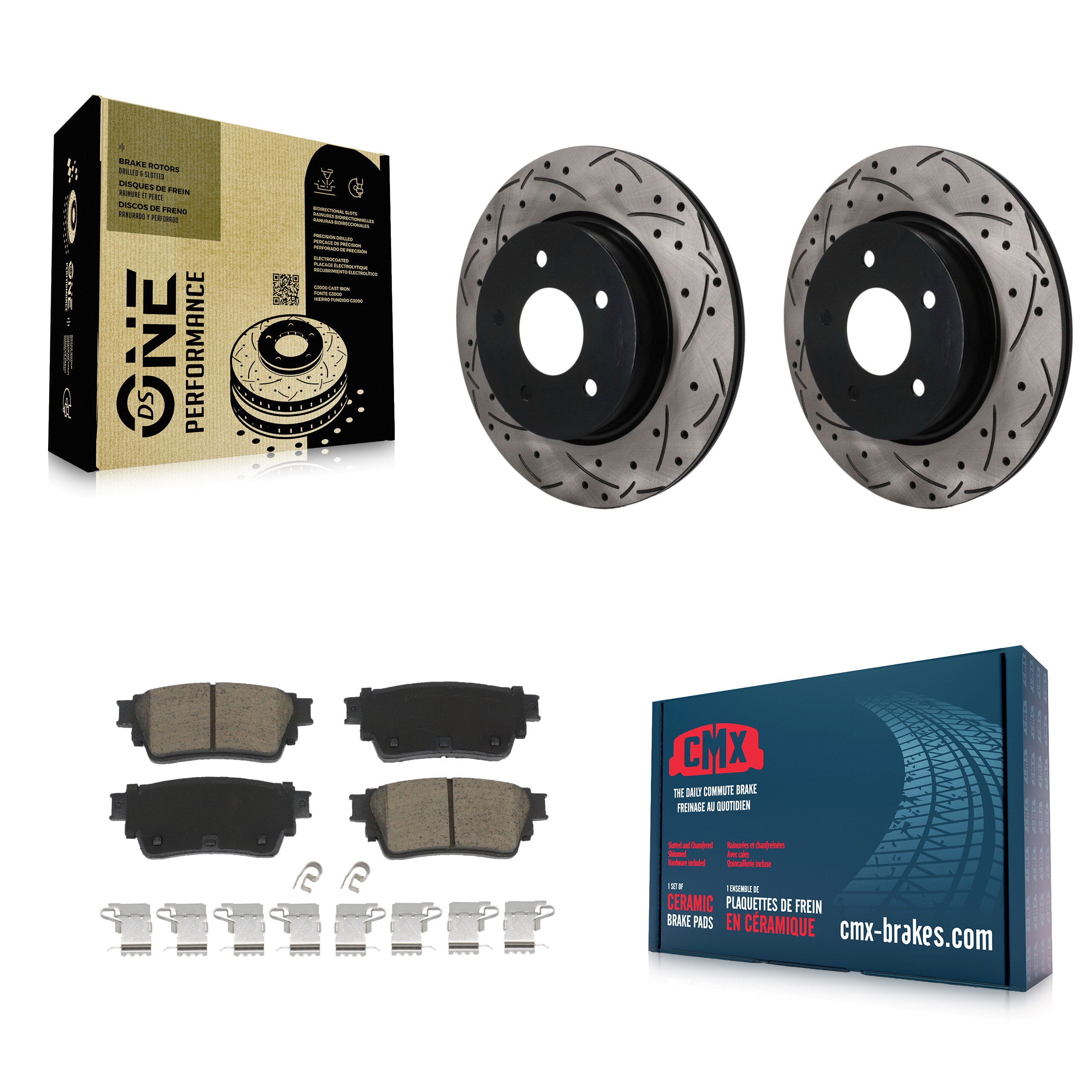 Rear Coated Drilled Slotted Disc Brake Rotors And Ceramic Pads Kit For Nissan Rogue KDC-101885