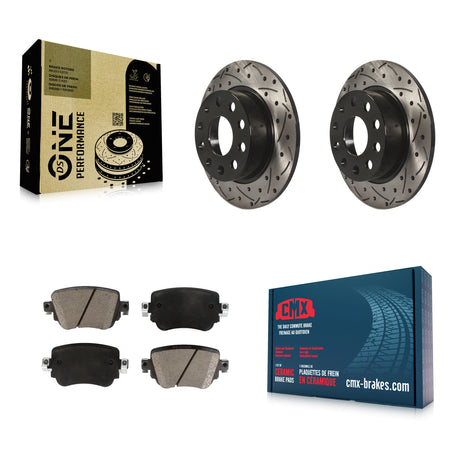 Rear Coat Drill Slot Disc Brake Rotor Ceramic Pad Kit For 2015 Volkswagen Golf SportWagen KDC-101886