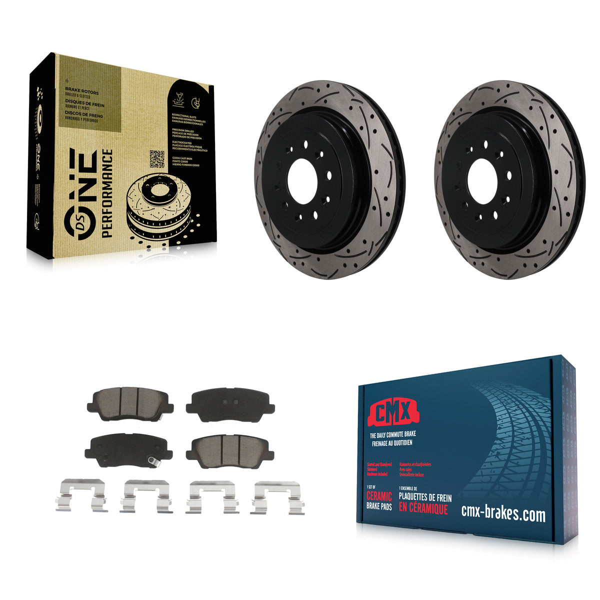 Rear Coated Drilled Slotted Disc Brake Rotors And Ceramic Pads Kit For Cadillac ATS KDC-101890