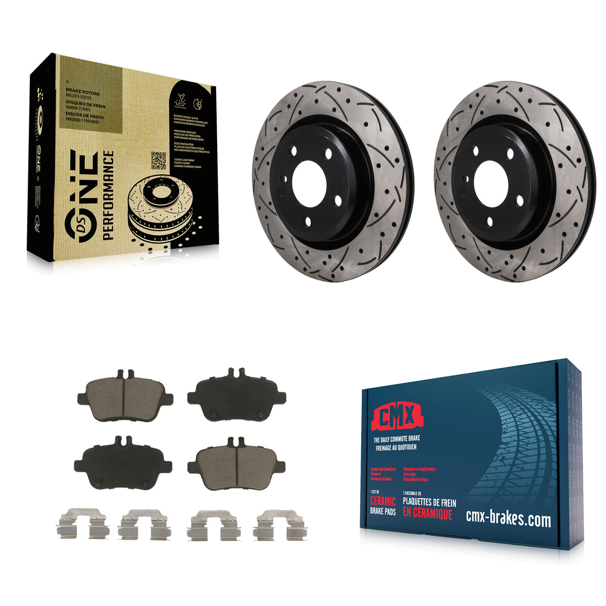 Rear Drill Slot Brake Rotor Ceramic Pad Kit For Mercedes-Benz GLA250 CLA250 INFINITI QX30 KDC-101892