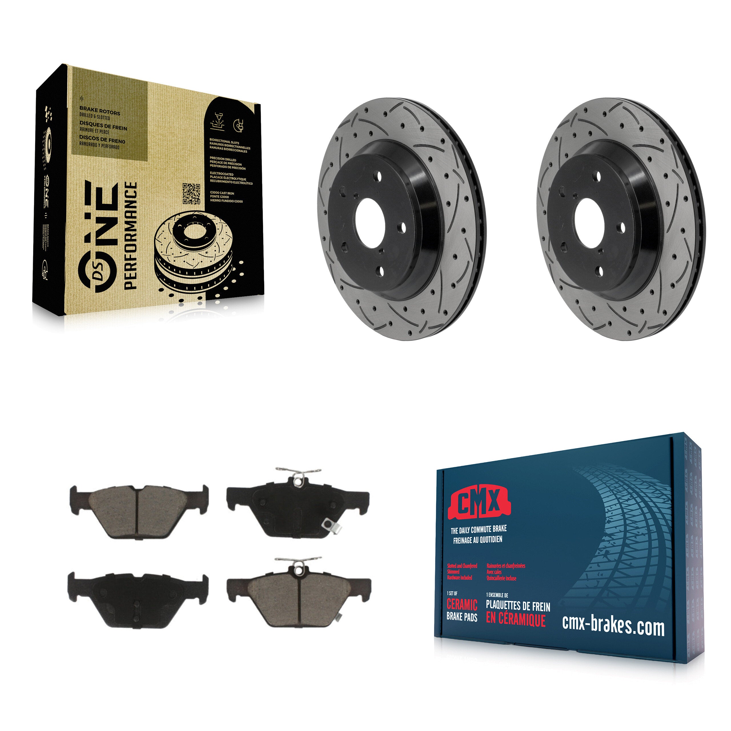 Rear Coated Drilled Slot Disc Brake Rotor & Ceramic Pad Kit For Subaru Forester Crosstrek KDC-101898