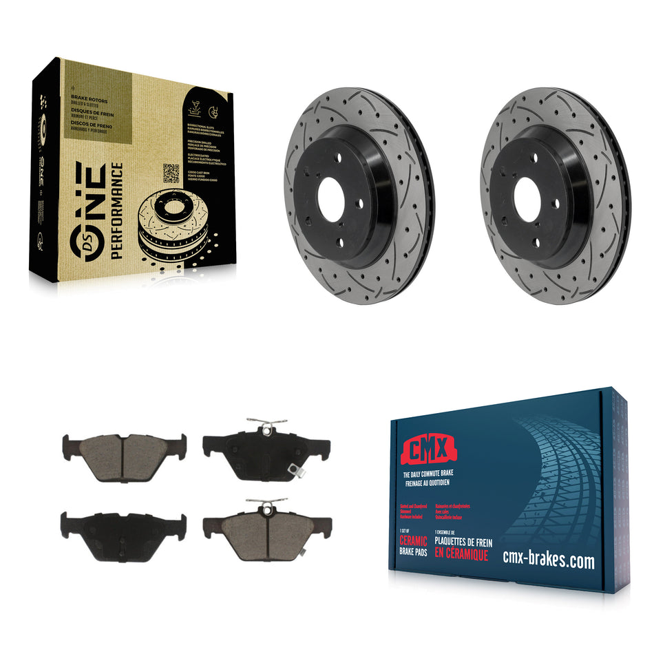 Rear Coated Drilled Slot Disc Brake Rotor & Ceramic Pad Kit For Subaru Forester Crosstrek KDC-101898