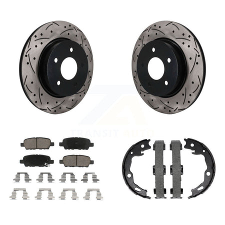 Rear Disc Drilled & Slotted Rotors Ceramic Pads And Parking Shoes Kit For Nissan Qashqai KDC-101937