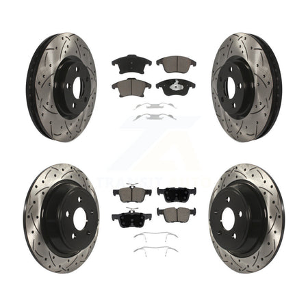 Front Rear Drill Slot Brake Rotors Ceramic Pad Kit For 19-20 Ford Police Responder Hybrid KDC-101955