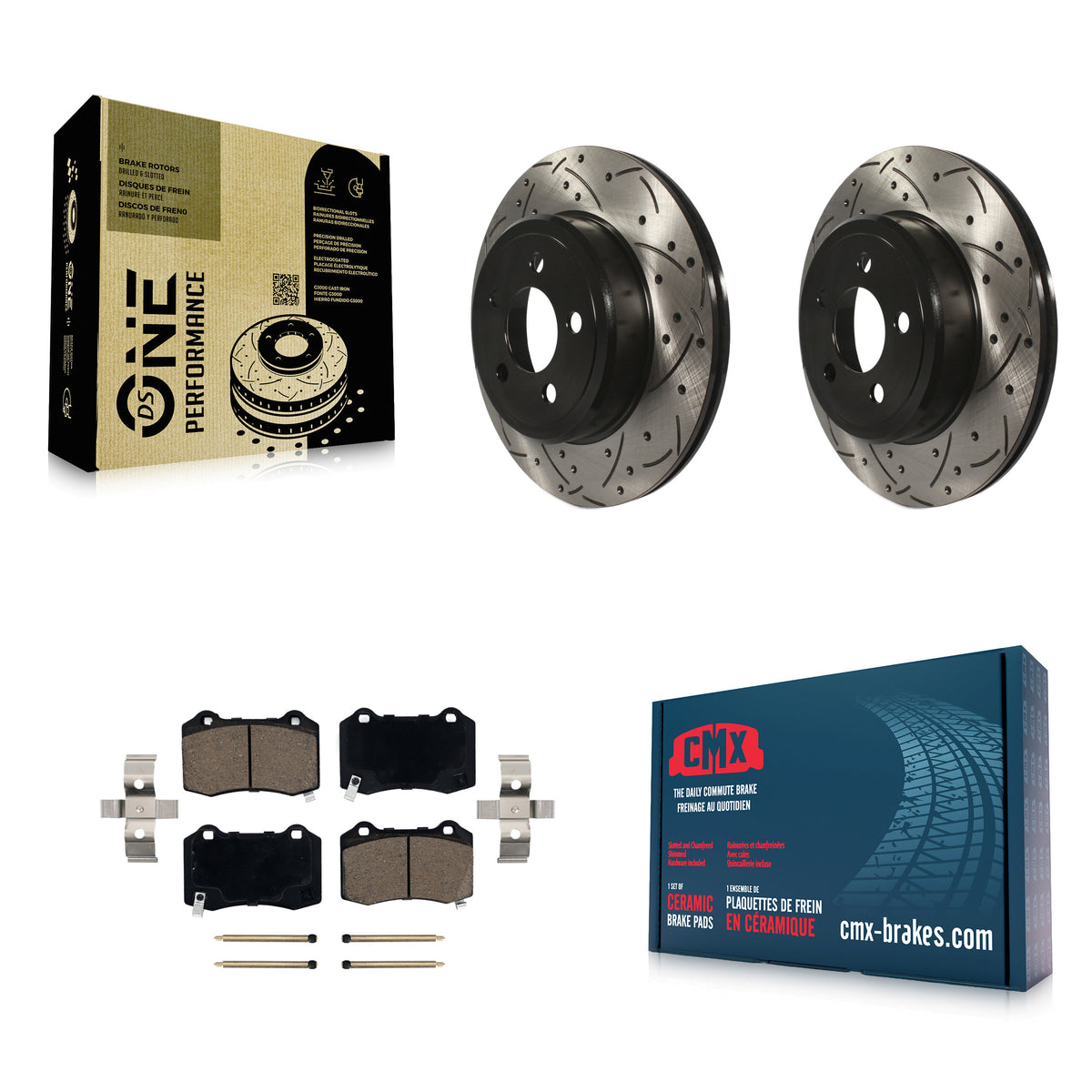 Rear Coat Drill Slot Disc Brake Rotor Ceramic Pad Kit For Chrysler 300 With Brembo Brakes KDC-101958