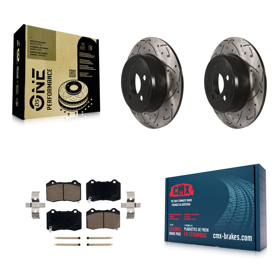 Rear Drill Slot Disc Brake Rotor Ceramic Pad Kit For 2016 Chrysler 300 With Brembo Brakes KDC-101959