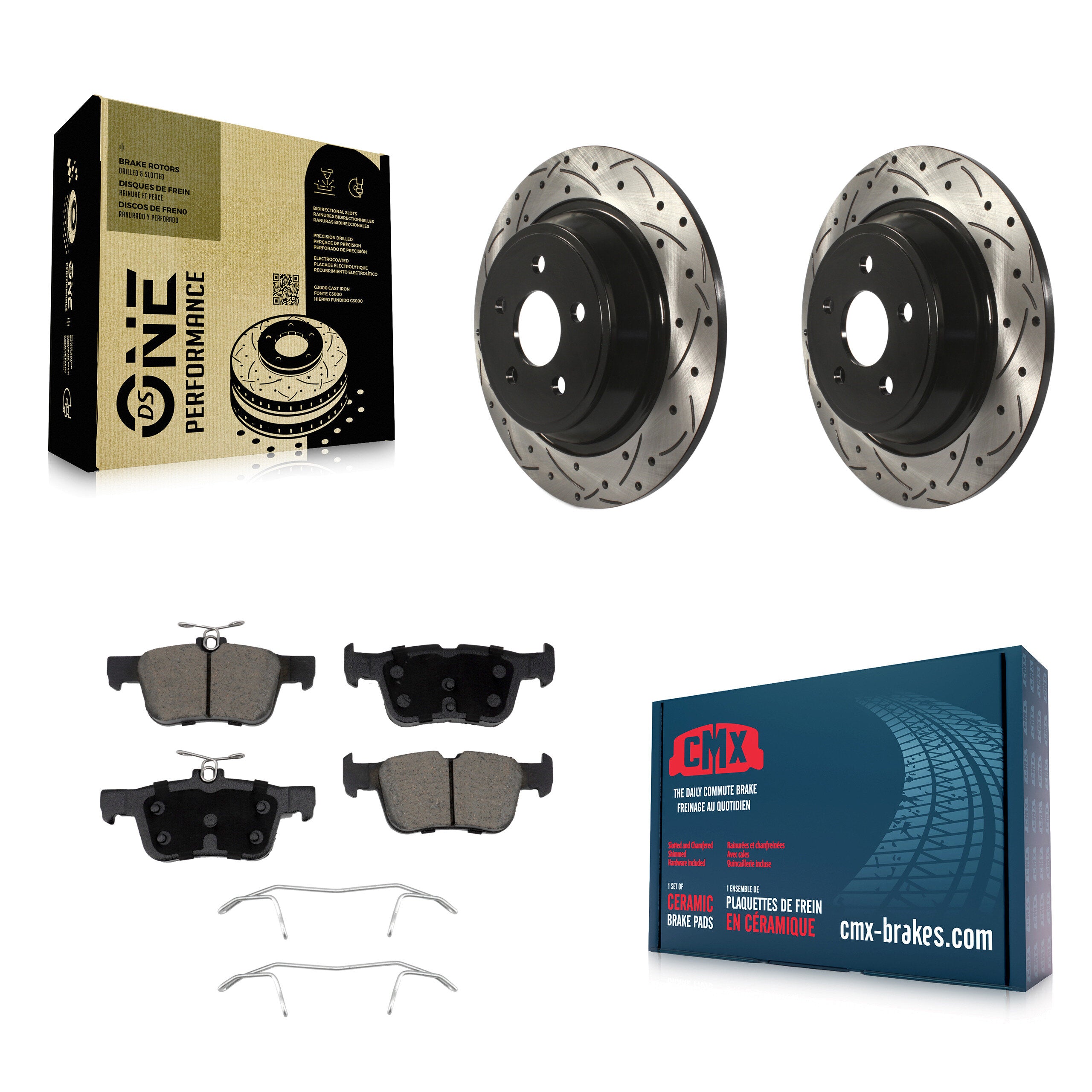 Rear Drilled Slot Brake Rotors Ceramic Pad Kit For 2019-2020 Ford Police Responder Hybrid KDC-101961