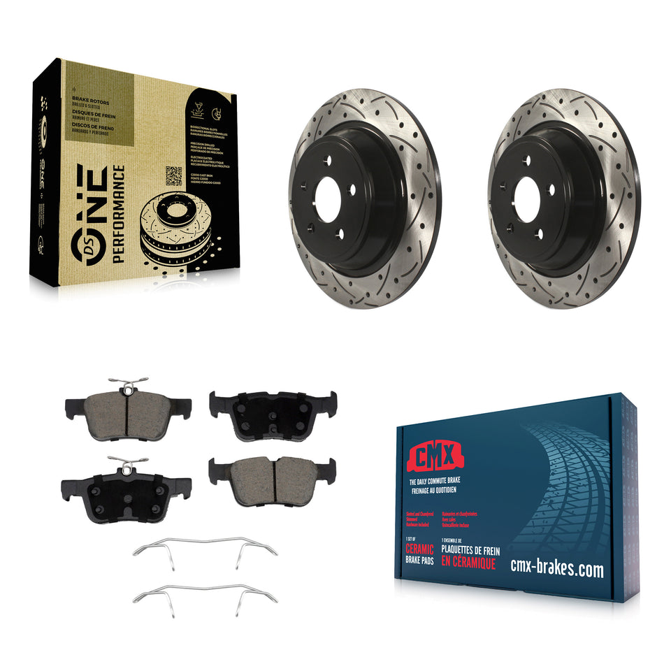 Rear Drilled Slot Brake Rotors Ceramic Pad Kit For 2019-2020 Ford Police Responder Hybrid KDC-101961