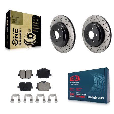 Rear Coated Drilled Slot Disc Brake Rotor & Ceramic Pad Kit For 2023 Toyota GR Supra 3.0L KDC-101967
