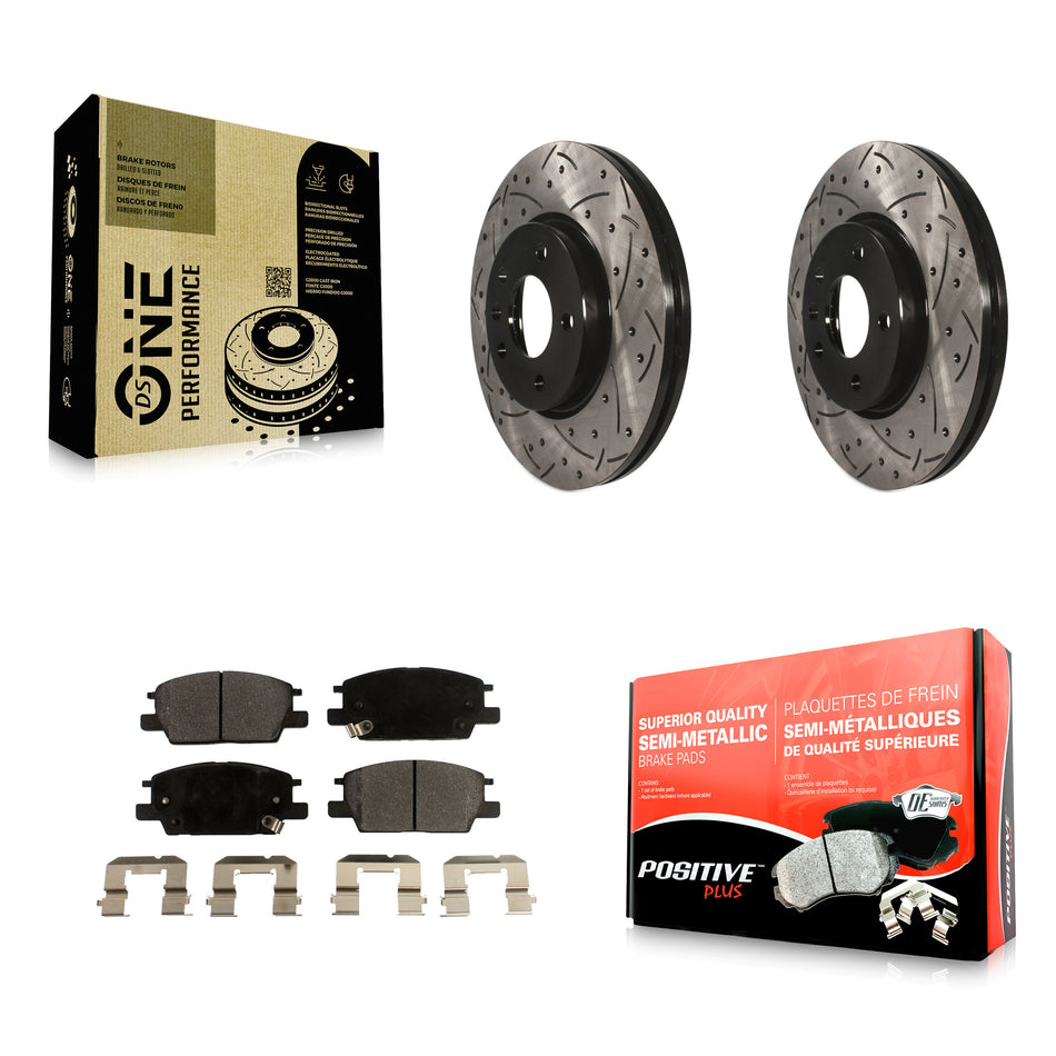 Front Coated Drilled Slotted Disc Brake Rotors And Semi-Metallic Pads Kit For Chevrolet Equinox Malibu GMC Terrain Buick LaCrosse Regal Sportback TourX KDF-100016