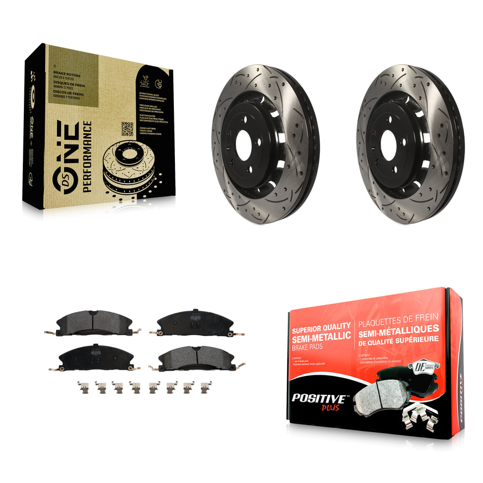 Front Coated Drilled Slotted Disc Brake Rotors And Semi-Metallic Pads Kit For Ford Explorer Taurus Flex Police Interceptor Utility Lincoln Sedan MKS MKT Special Service KDF-100033