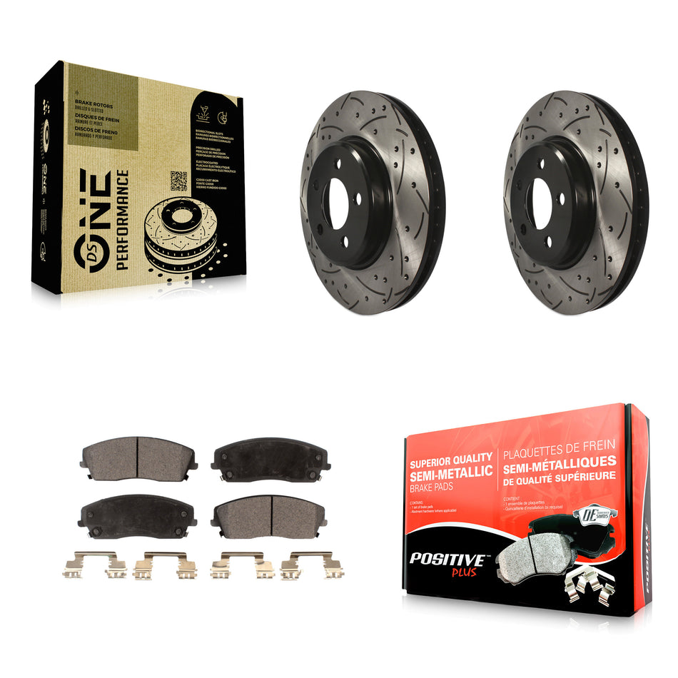 Front Coated Drilled Slotted Disc Brake Rotors And Semi-Metallic Pads Kit For Dodge Charger Chrysler 300 Challenger Magnum KDF-100043