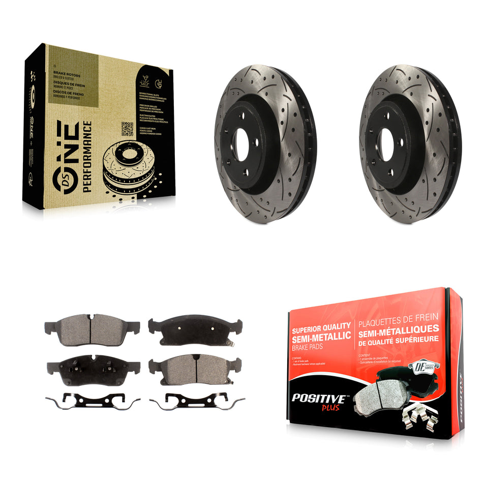 Front Coated Drilled Slotted Disc Brake Rotors And Semi-Metallic Pads Kit For Jeep Grand Cherokee Dodge Durango WK KDF-100053