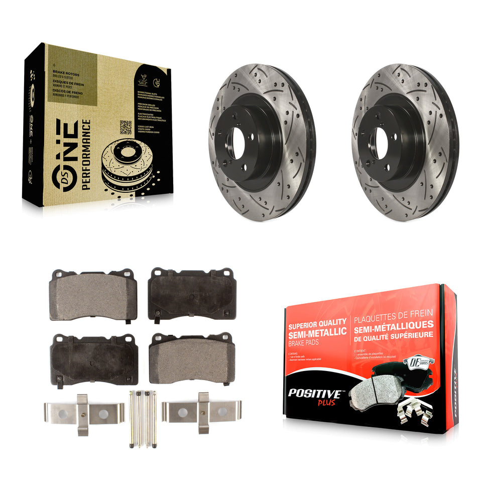 Front Drill Slot Brake Rotor Semi-Metallic Pad Kit For 2019 Toyota 86 TRD Special Edition KDF-100072