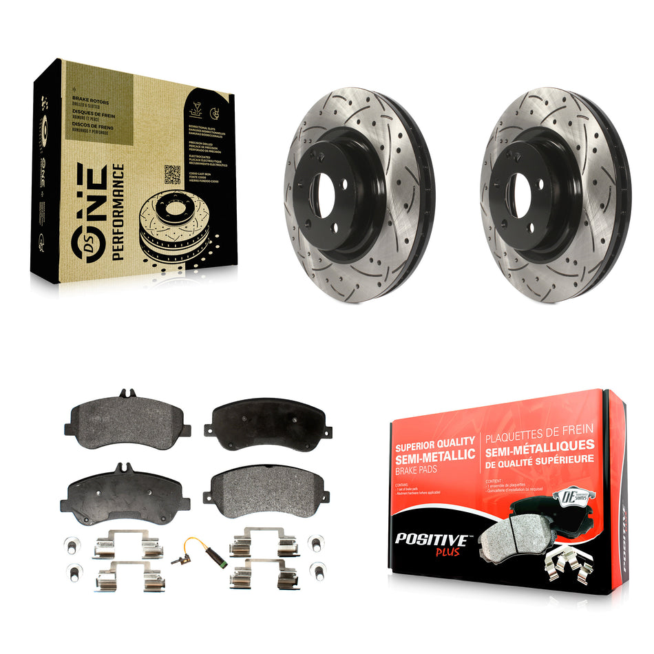Front Coated Drilled Slotted Disc Brake Rotors And Semi-Metallic Pads Kit For Mercedes-Benz GLK350 GLK250 KDF-100103