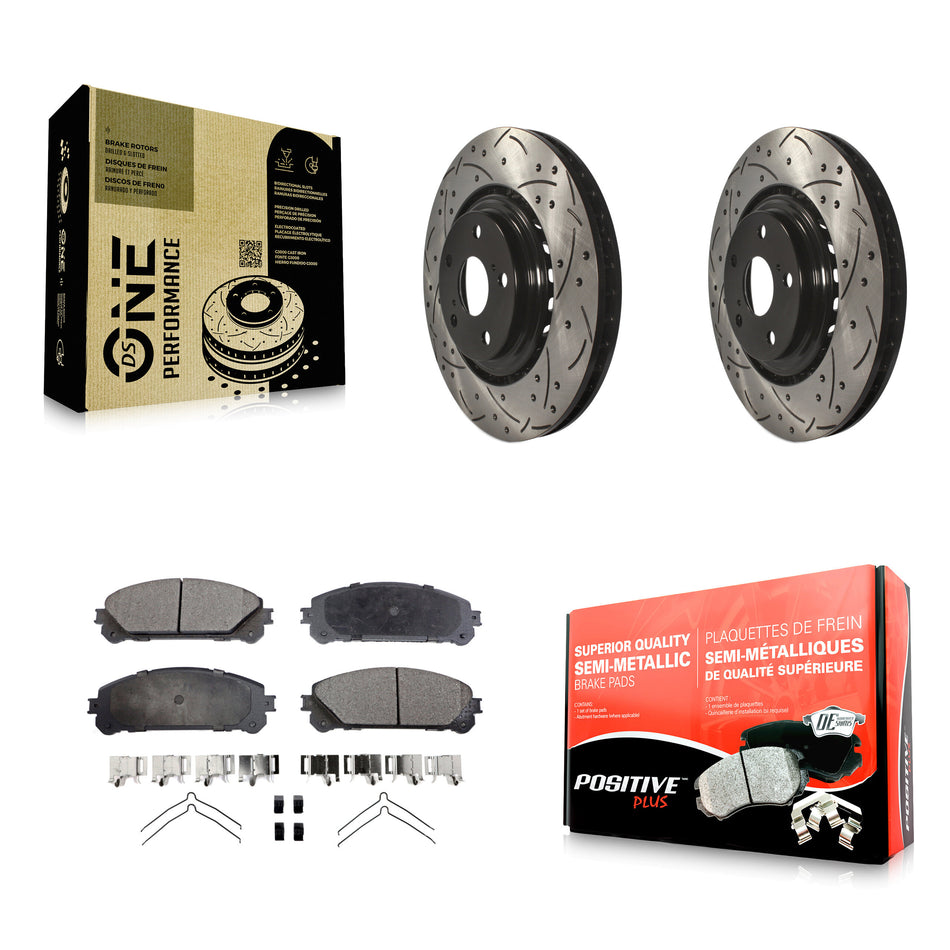 Front Coated Drilled Slotted Disc Brake Rotors And Semi-Metallic Pads Kit For Toyota Highlander Sienna Lexus RX350 NX200t NX300 RX450h NX300h KDF-100117