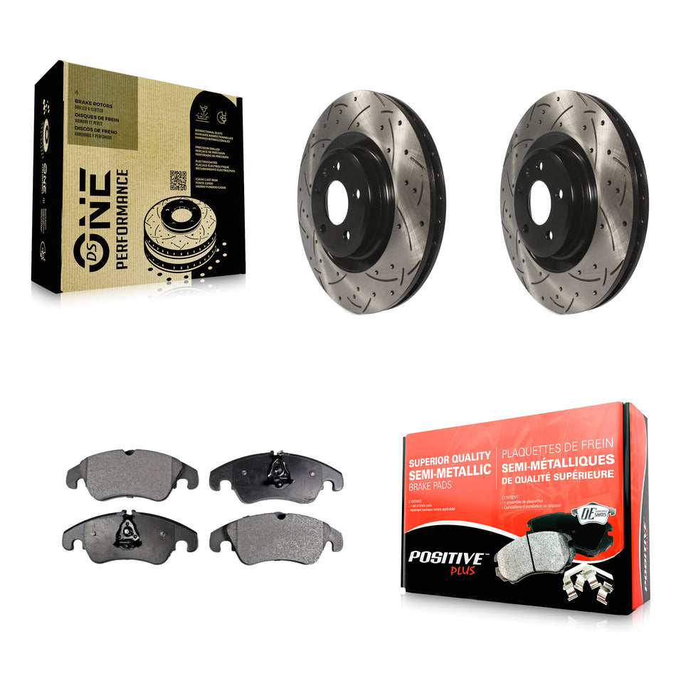 Front Coated Drilled Slotted Disc Brake Rotors And Semi-Metallic Pads Kit For Audi Q5 A6 Quattro S5 S4 A7 A5 A4 KDF-100128