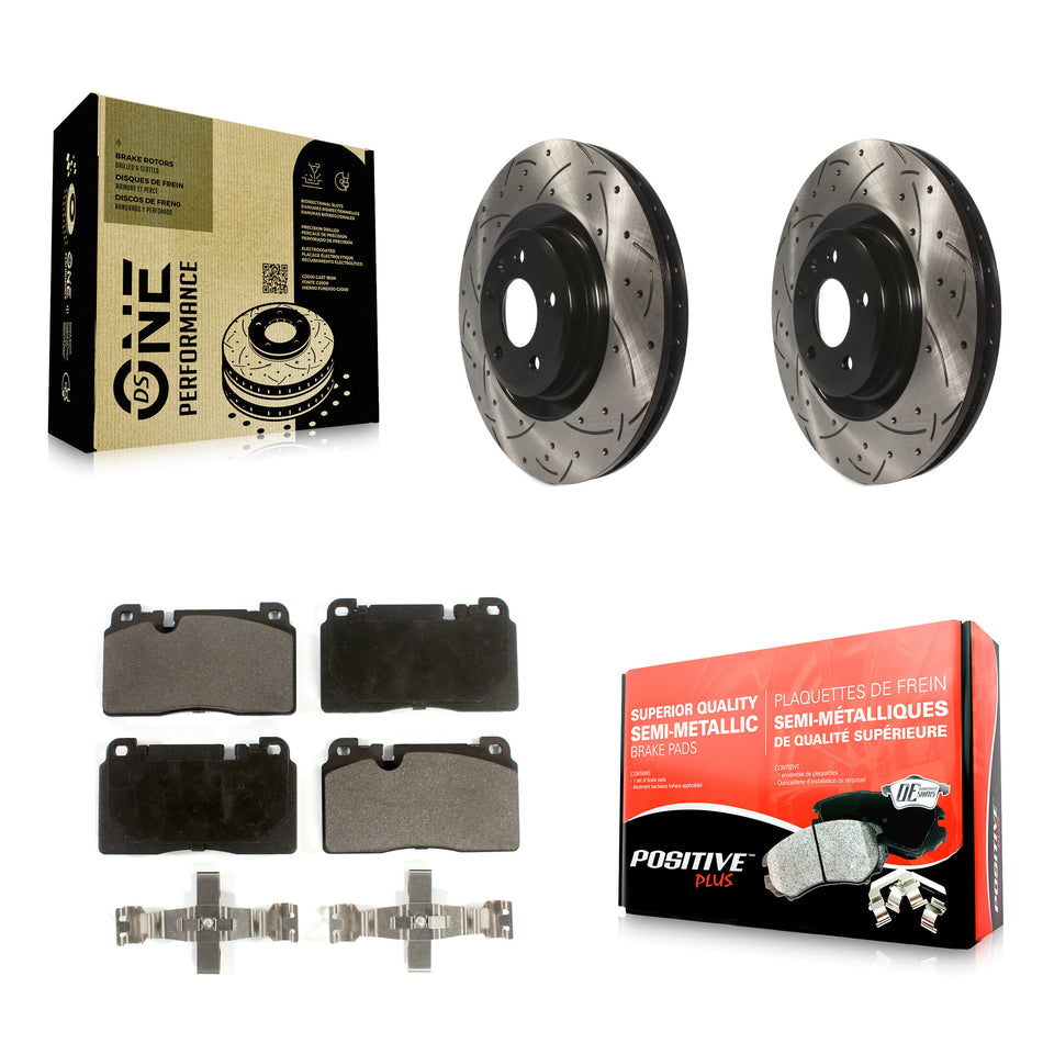Front Coated Drilled Slotted Disc Brake Rotors And Semi-Metallic Pads Kit For Audi Q5 KDF-100129