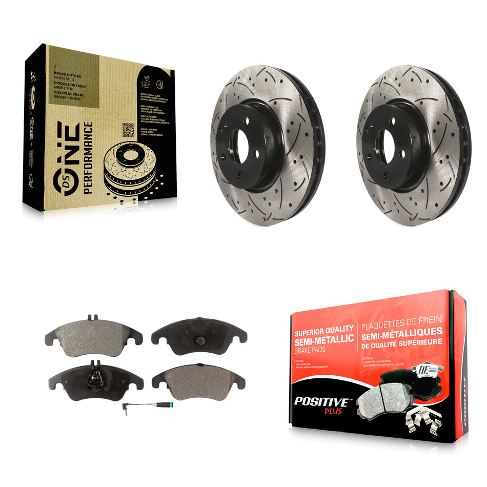 Front Coated Drilled Slotted Disc Brake Rotors And Semi-Metallic Pads Kit For Mercedes-Benz E350 C300 C350 E400 E250 SLC300 KDF-100138
