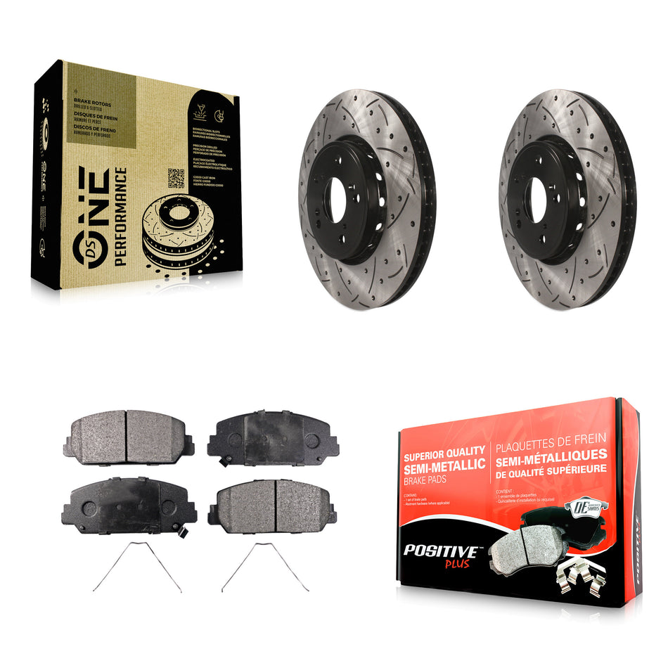 Front Coated Drilled Slotted Disc Brake Rotors And Semi-Metallic Pads Kit For Acura RDX ILX KDF-100160