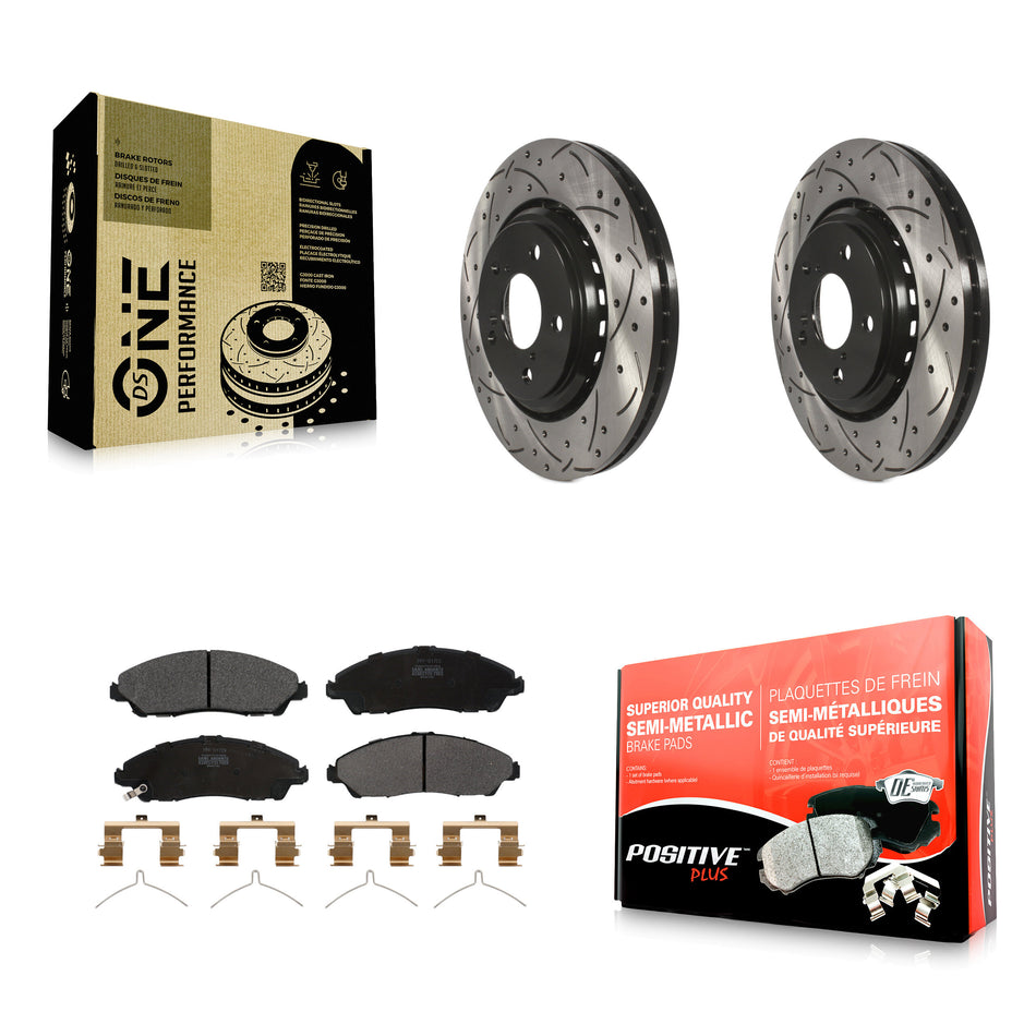Front Coated Drilled Slotted Disc Brake Rotors And Semi-Metallic Pads Kit For Honda Pilot Acura MDX Ridgeline KDF-100165