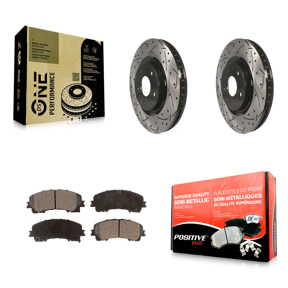 Front Coated Drilled Slotted Disc Brake Rotors And Semi-Metallic Pads Kit For Nissan Rogue KDF-100178