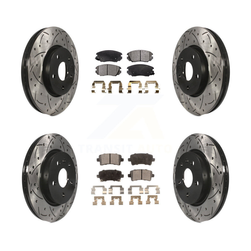 Front Rear Coated Drilled Slotted Disc Brake Rotors And Semi-Metallic Pads Kit For Chevrolet Malibu Impala Buick LaCrosse Limited Allure KDF-100197