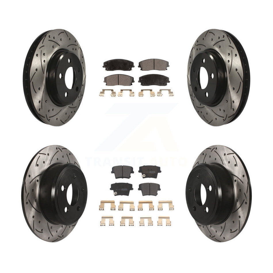 Front Rear Coated Drilled Slotted Disc Brake Rotors And Semi-Metallic Pads Kit For Dodge Charger Chrysler 300 Challenger Magnum KDF-100246