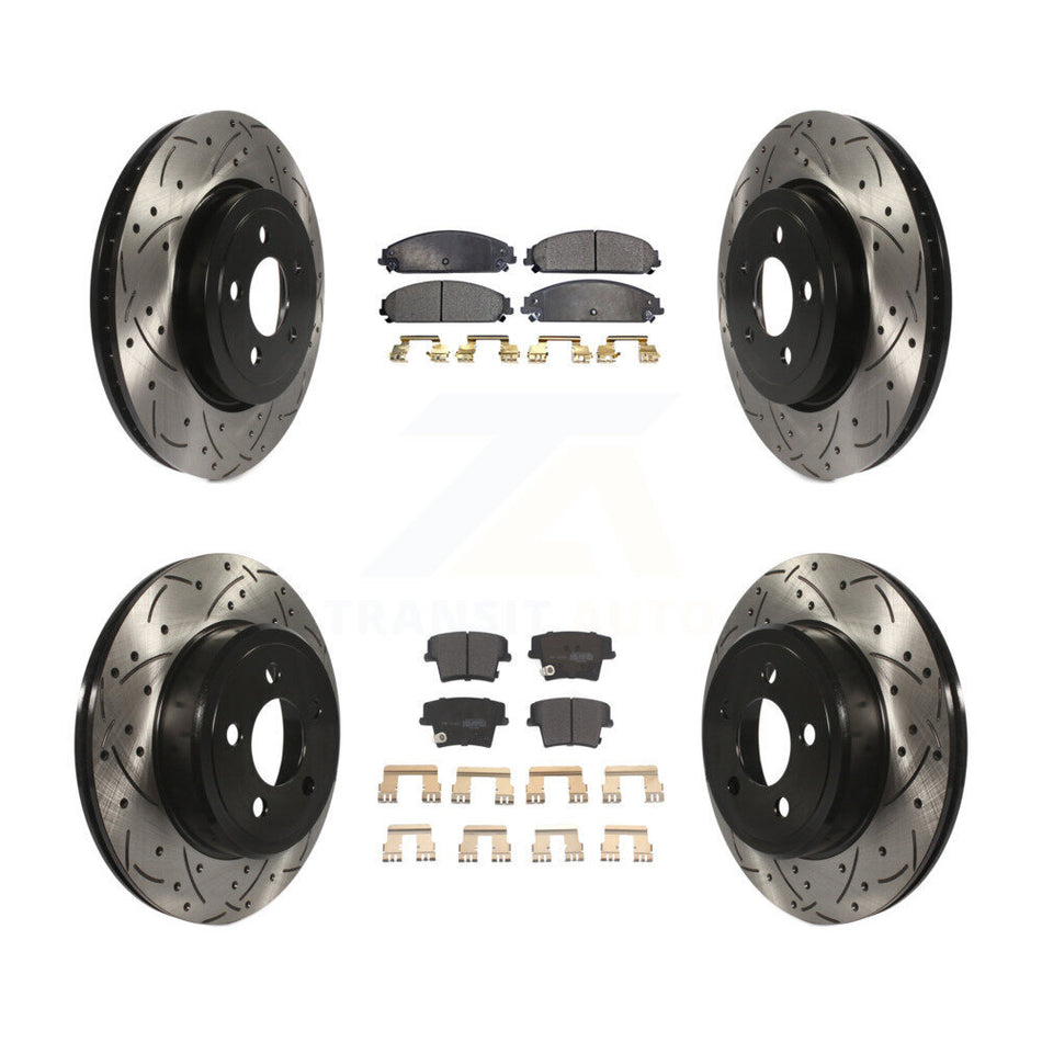 Front Rear Coated Drilled Slotted Disc Brake Rotors And Semi-Metallic Pads Kit For Dodge Charger Chrysler 300 Challenger Magnum KDF-100249