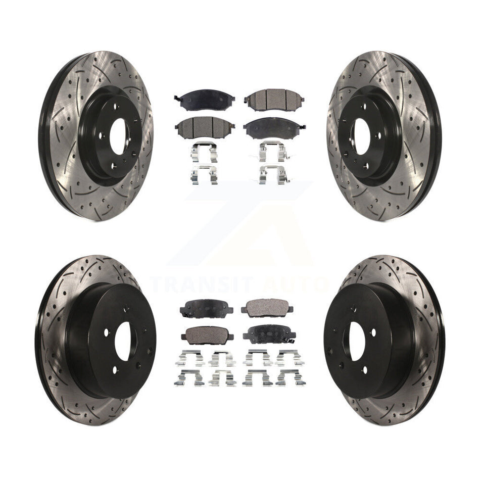 Front Rear Coated Drilled Slotted Disc Brake Rotors And Semi-Metallic Pads Kit For Nissan Murano INFINITI M37 QX70 Q70 Q70L M56 M35h KDF-100276