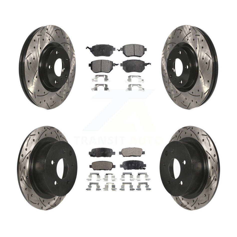 Front Rear Coated Drilled Slotted Disc Brake Rotors And Semi-Metallic Pads Kit For Nissan Altima Maxima KDF-100278