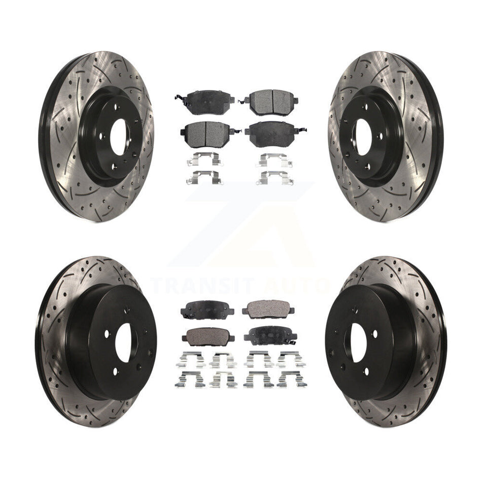Front Rear Coated Drilled Slotted Disc Brake Rotors And Semi-Metallic Pads Kit For Nissan Murano KDF-100279